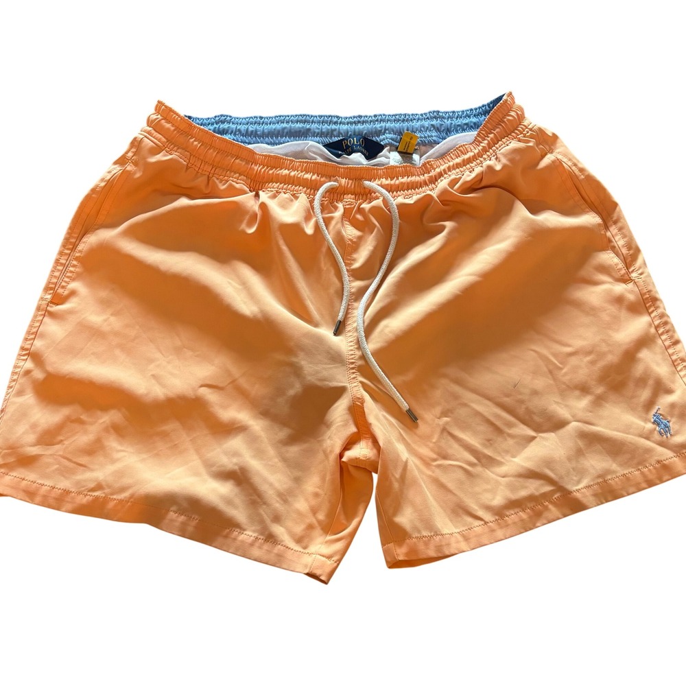 Polo Ralph Lauren Mens XL Orange Swim Trunks Mesh Lined Pony Logo Shorts